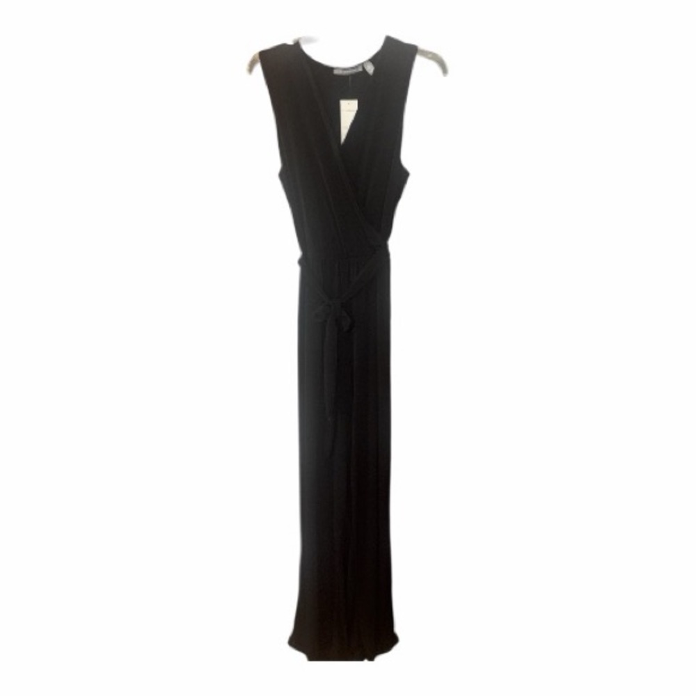 NY Collection Black Sleeveless Wrap-Front Jumpsuit w/ Tie Waist Women’s Size XL - Picture 4 of 9